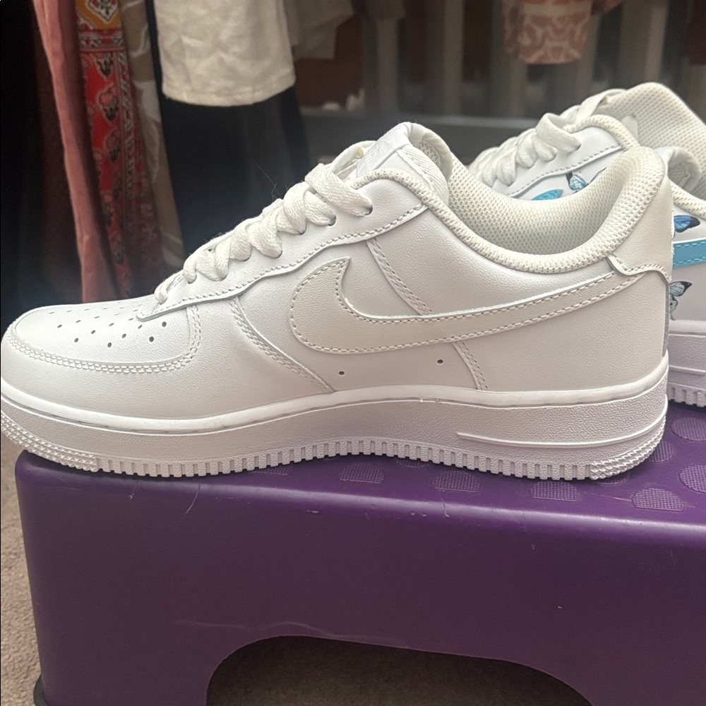 Nike | Custom Drip Blue Butterfly Fantasy 🦋 Air Force 1’s Never Worn Sz 7 - Picture 7 of 13